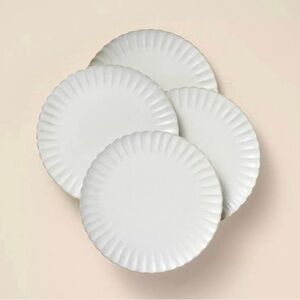 8.5" Scalloped Edge Stoneware Salad Plate Cream (Set of 4) - Hearth & Hand